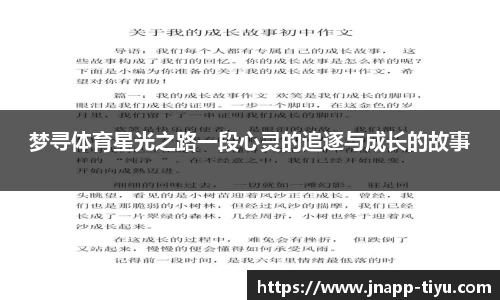 梦寻体育星光之路一段心灵的追逐与成长的故事